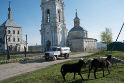 A milk truck delivers to a village in Ryazansky region, 2015